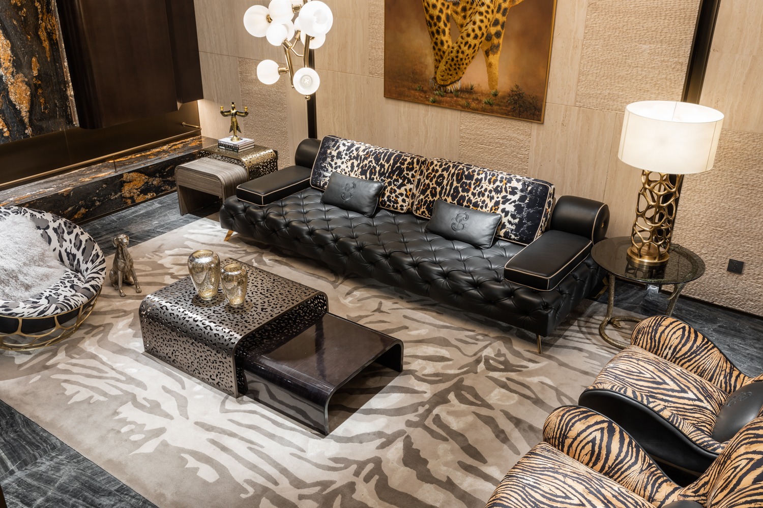 Coordinated SASSUOLO living room furniture, coffee table and accent seating